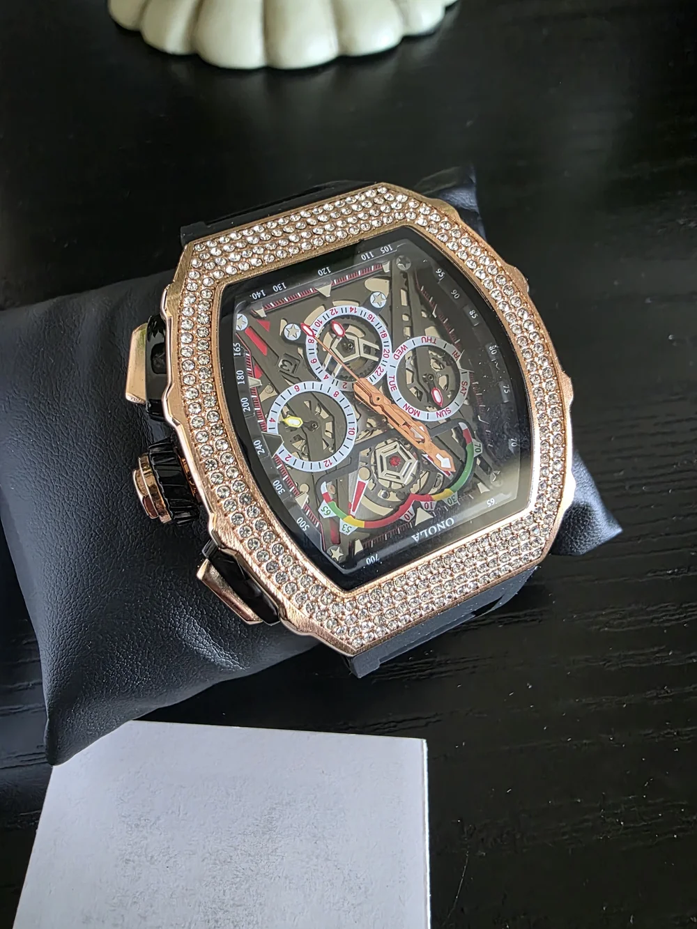 ONOLA Men’s Rose Gold and Black Chronograph Watch